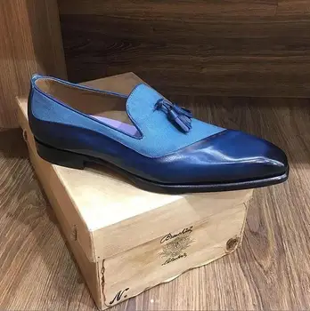 Novost 2023 godine; dizajnerske cipele s кисточками za stranke; funky muške cipele u poslovnom stilu; klasična kožna muška odijela, cipele, oxfords bez zatvarač;