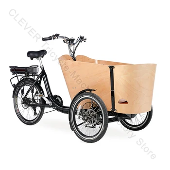 Obiteljski tricikl s litij baterija Cijena drvenih teretni bicikl Danska Popularni električni bicikl Dječji transportnih prikolica