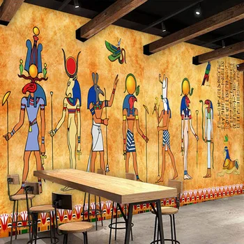 Običaj 3D tapete, stare egipatske freske, bar, restoran, pozadina, ukrasne slike zidova, zidne tapete, Umjetnost