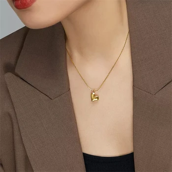 Ogrlica sa privjesak u obliku srca za žene, zlatno ogrlice za djevojčice, jednostavan lanac na vrat, novo 2023 godine, modni nakit za dame, blagdanski darovi