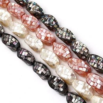 Perle od prave školjke petrovo uho, Mozaik, nepravilnog jajolik oblik, Okrugla lopta sa rupom, Slobodan perle za izradu nakita, naušnice 