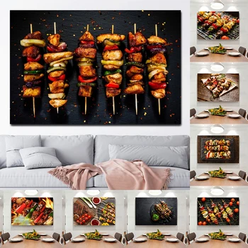 Piletina шпажки za roštilj Zidni paneli Ukusna Hrana Slika na platnu je Zid Umjetnost za kuhinje, restorana, dom dekor zidova Cuadros
