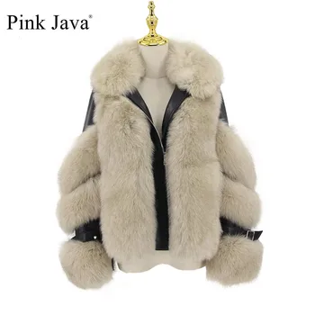 pink ženski kaput java QC20115, zimska debela, krzno jakna od prirodnih лисьего krzna, modne jakne s меховым ovratnik