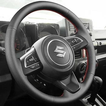 Posebno za Suzuki Jimny 2023, pribor od crne kože, ručno šivana poklopac upravljača vozila, pribor