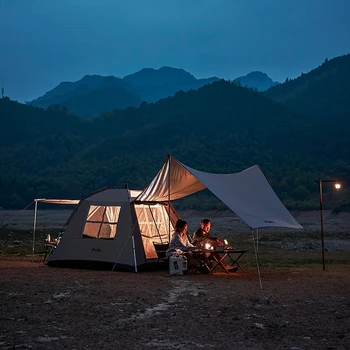 Potpuno automatski šator Vinil nadstrešnica za kamp u divljini Ugrađeni Vanjski Zgodan kamp sa zaštitom od kiše Kompletnu opremu za noćenje