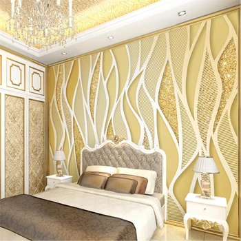 pozadina beibehang prilagođene freske dnevni boravak spavaća soba zlatni raskošan zlatni prah treperi linija 3D TV pozadina zida