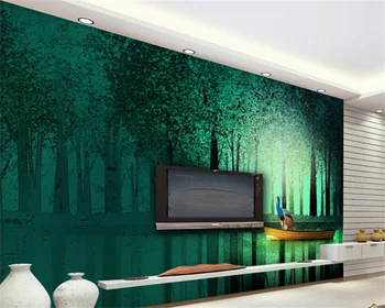 Pozadina na red nordijski zeleni šumski paun, ručno oslikana, visokokvalitetna dnevni boravak, tv, kauč, pozadina, zidne ukrasne slikarstvo, zidno slikarstvo