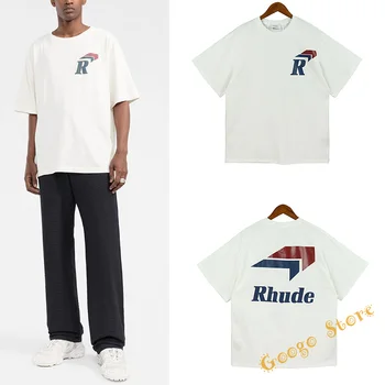 Prevelike dnevne majice s okruglog izreza i kratkih rukava za muškarce i žene, kvalitetne majice sa буквенным po cijeloj površini i logotipom, bijele majice RHUDE