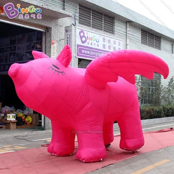 Prijenosni inflatable pink pig veličine 3,7x3,7x2,5 metara sa krilima za aktivnosti / igračke na napuhavanje-baloni s flying svinja