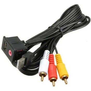 Priključak adaptera USB AUX 3,5 mm Jack 3RCA instaliran na ploči s instrumentima u automobilu Produžni kabel