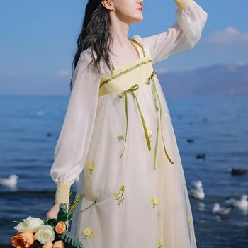 Proljeće i ljeto 2023, Nova super Vila u retro nacionalnom stilu, poboljšana suknja Hanfu s zabio vezom, slatka haljina za djevojčice