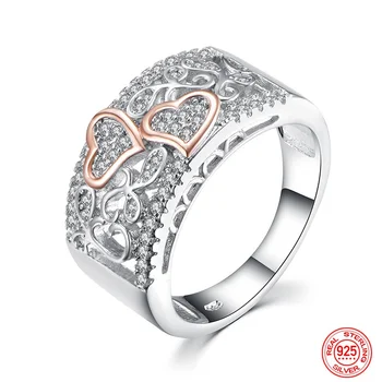 Prsten sa srca od 925 sterling srebra CZ za žene Moderan vjenčanje dekoracije