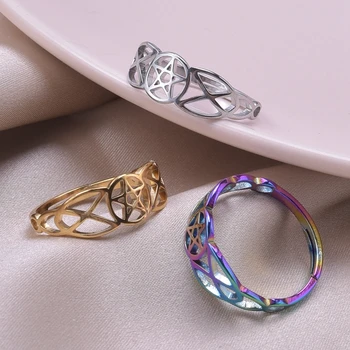 Prsten sa šupljim privjescima u obliku zvijezde od титановой čelika za žene, podesiva anti-stres modni prstenova u stilu Rainbow punk, gospodo prsten na prst, Nakit