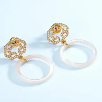 Prsten za uši Korejski Naušnica U obliku Morske Školjke S925 Srebra 10k Pozlaćeni Prsten U Obliku Školjke, Viseće Naušnice, Ženski Nakit Od Dragog Kamenja