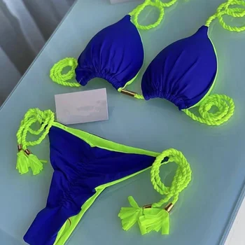 Pruća Uže Višebojno Donje Bikini 2023 Remen Trokut Brazilski Ženske Seksi kupaći kostimi Ljeto Kupanje Kupanje za odmor