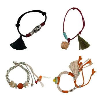R2LE Uže za ruke u tibet etničkom stilu s кисточками, narukvica iz sretan užad, narukvice s ribama Koi, narukvice od perli ručni rad, podrazumijevana ukras