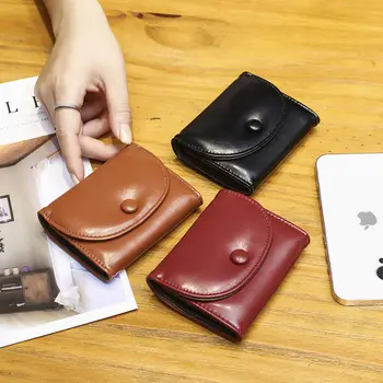 Rfid kožni držač za kartice, novčanik za kovanice, ženska korejski moda, novčanik s nekoliko pretincima za kartice, poklon torba