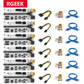 RGeek 6 kom. Najnoviji VER010 USB 3.0 PCI-E Riser PCI Express 1X 4x 8x 16x Produžni kabel Riser Card-adapter SATA 15pin-6pin Kabel za Napajanje