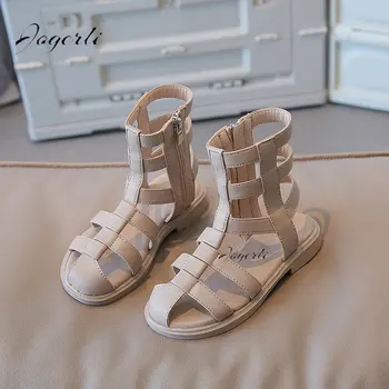 Rimske sandale s visokom берцем za djevojčice, nove ljetne dječje šuplje cipele princeza na ravne cipele, dječje plaža cipele na meke cipele, cipele-gladijator
