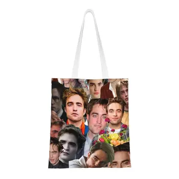 Robert Pattinson kolaž fotografija Torbe za kupovinu u trgovinama Platnu torba za kupovinu preko ramena Velika prostrana prijenosni torba