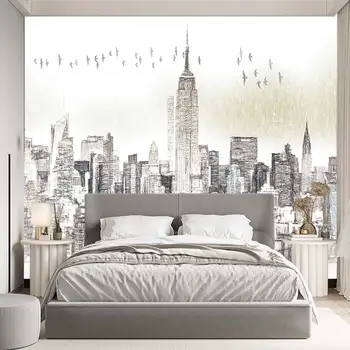 Ručno oslikana urbane arhitekture, moderna jednostavan 3D dnevni boravak, spavaća soba, samoljepljive tapete na red, zidno slikarstvo