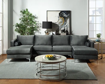 Sekcijska kauč s dva jastuka, U-oblika kauč s modernim elegantnim baršunasta presvlake za dnevni boravak apartmana