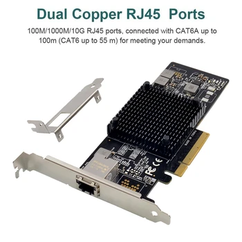 Server mrežna kartica X550 PCI-E X8 10 Gigabit Однопортовых RJ45X1 10GbE PCI Express 5.0 GT/S Poslužitelja S Теплоотводом + Kratka Pregrada