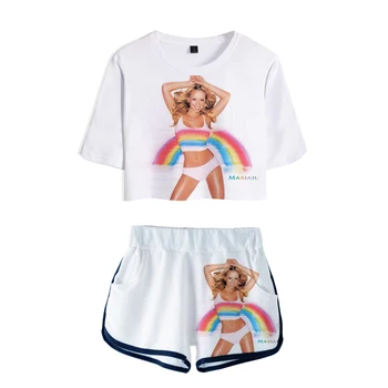 Set odjeću za Mariah Carey za djevojčice od dva predmeta, godina skraćene top kratkih rukava + Kratke hlače, uličnu odjeću u stilu харадзюку, američka je pjevačica i ženski komplet