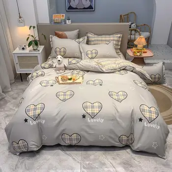 Set posteljine sa raznobojnom po cijeloj površini u obliku srca uključuje deka, list, jastučnica Twin Full Queen Krevetom