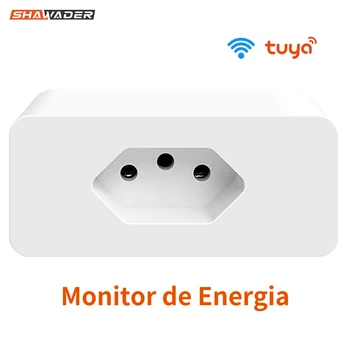 Shawader Brasil Wi-Fi Tuya Smart Plug Socket 10A Brazilski utičnica Monitor potrošnje energije Bežični voice daljinski upravljač od Google Home Alexa