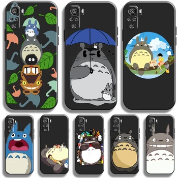 Slatka anime Crtani film Totoro Za Xiaomi Redmi Note 11 11T 11S 10 10T 10S Pro 5G Torbica Za Telefon Od Tekućeg Silikona Silikonska Torbica Crna