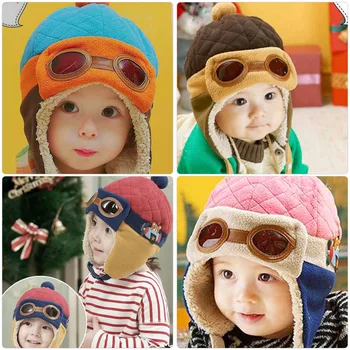 Slatka Dječje topla kapa sa ušima za malu djecu, cool kapa za dječake i djevojčice, jesensko-zimska kapa-пилотка, kapa od pamuka i vune