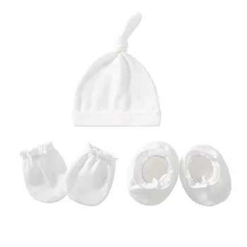Slatka jednoslojni kapa s dugim repom za novorođenčad u europskom i američkom stilu, rukavice protiv grebanja i torbica za noge se