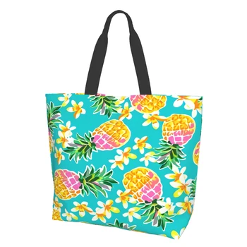 Slatka Torbe-тоут s trendi po cijeloj površini u obliku ananasa, bešavne torbe-тоут za žene, za višekratnu upotrebu hrane torbe, velike torbe za kupovinu