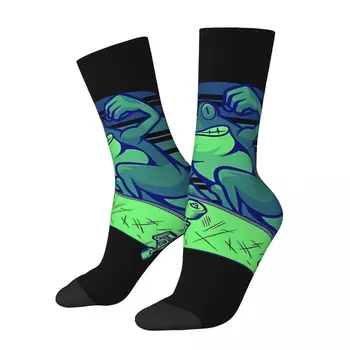 Smiješno Luda Čarapa za Muškarce Angry Žaba Na Skateboardu Frog Animal Sretan Prozračni Čarapa s po cijeloj površini Za Dječake, Estrih i Poklon