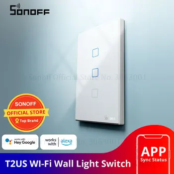 SONOFF T2US TX Pametan Wifi Touch Zidni Prekidač svjetla s Okvirom Pametna Kuća 1/2/3 Bande 433 RF/Glas/APLIKACIJA za Upravljanje Radi Alexa