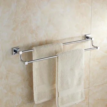 Srebro латунная kvadratni okvir, dvostruki vješalica za ručnike, vješalica za ručnike, Oprema za kupaonicu, Viseći kupaonski pribor