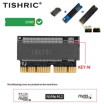 SSD-adapter TISHRIC NVME M2 Za MACBOOK Air PRO 2013-2017 M. 2 M-Key PCI-E Pretvarač Riser Card S Podrškom 2280 hard diskova, SSD M2