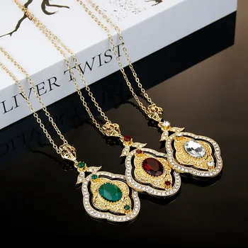 Sunspicems Zlatno obojeni arabic donje ogrlica sa kristalne privjeskom, ovratnik iz Maroka, svadbene dekoracije za mladence, tanku ogrlicu s подсолнухом, dar za djecu