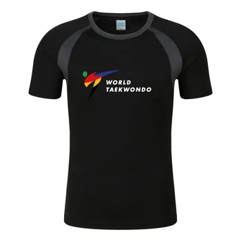 Svjetska federacija za taekwondo WTF, Funky muška majica s po cijeloj površini, Ljetna majica, Pamuk Реглан, Kratki rukav, O-dio dekoltea, Ulica majica