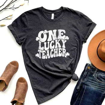 T-shirt One Lucky Teacher Kratkih rukava, Majica Okruglog izreza, Modni 100% Pamuk gotički y2k, Vanjska Odjeća Harajuku kawaii, Izravna Dostava