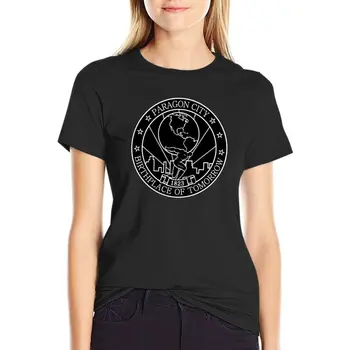 T-shirt Paragon City - Birthplace of Tomorrow, vrhovima velikih dimenzija, slatka odjeća vintage majica, majice s grafičkim uzorkom za žene