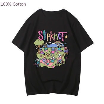 T-shirt Slipknots Heavy Mental Band, muška Majica od 100% Pamuka, Ljetna Majica kratkih rukava, Glazbena Grafički t-shirt, Svakodnevne Majice s likovima iz Crtića