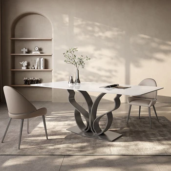 Talijanski Minimalistički Stol od Škriljevca Moderna Luksuzna Vila-Restoran High-end Dizajn Siva Stol Mesa Cocina Furniture