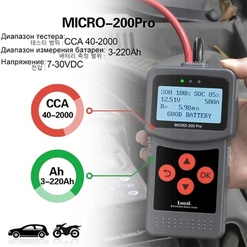 Tester Akumulatora Micro200 Pro 12V 24V 40-2000 CCA Punjiva Otkrivanje Automatskog Analizatora Napunjenosti Akumulatora Alat Mehanički NOVI