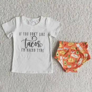 Topla rasprodaja RTS NO MOQ Bijela majica za novorođenčad Narančasta setove Dječje odjeće za besposlene Dječje smion odjeća za djevojčice