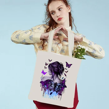 Torbe preko ramena sa slikom gotičke leptiri za djevojke, ženske torbe za kupovinu u mračnom stilu, berba tinejdžerske eko-torbe-тоут, torbe sa životinjama u stilu харадзюку