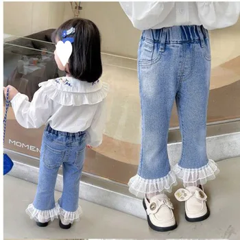 Traperice za djevojčice, dječje traper hlače s fleksibilnim gumicom u struku, proljeće-jesen 2023, hlače za malu djecu, dječje odjeće u korejskom stilu