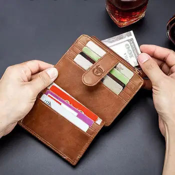 Trendi muški novčanik s patent-zatvarač, dvostruki torbicu za kartice, muški business casual tanak novčanik