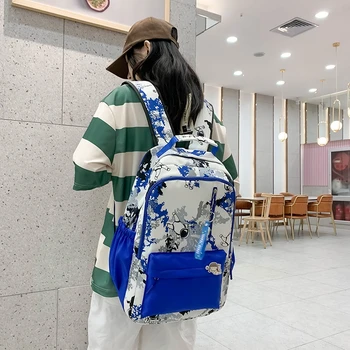 Trendi ženski lagan ruksak za putovanja, jednostavan svakodnevni školski ruksak za djevojčice velikog kapaciteta, trend torbe za knjige s Grafitima